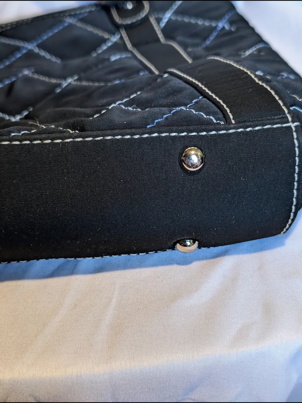 Vera Bradley Black Quilted Knob Hill Handbag Stitching Accents